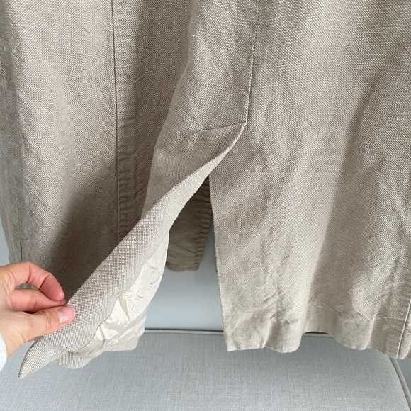 MEXX LINEN-Cotton Long Trench Coat Neutral Beige Size 6 - Picture 7 of 13